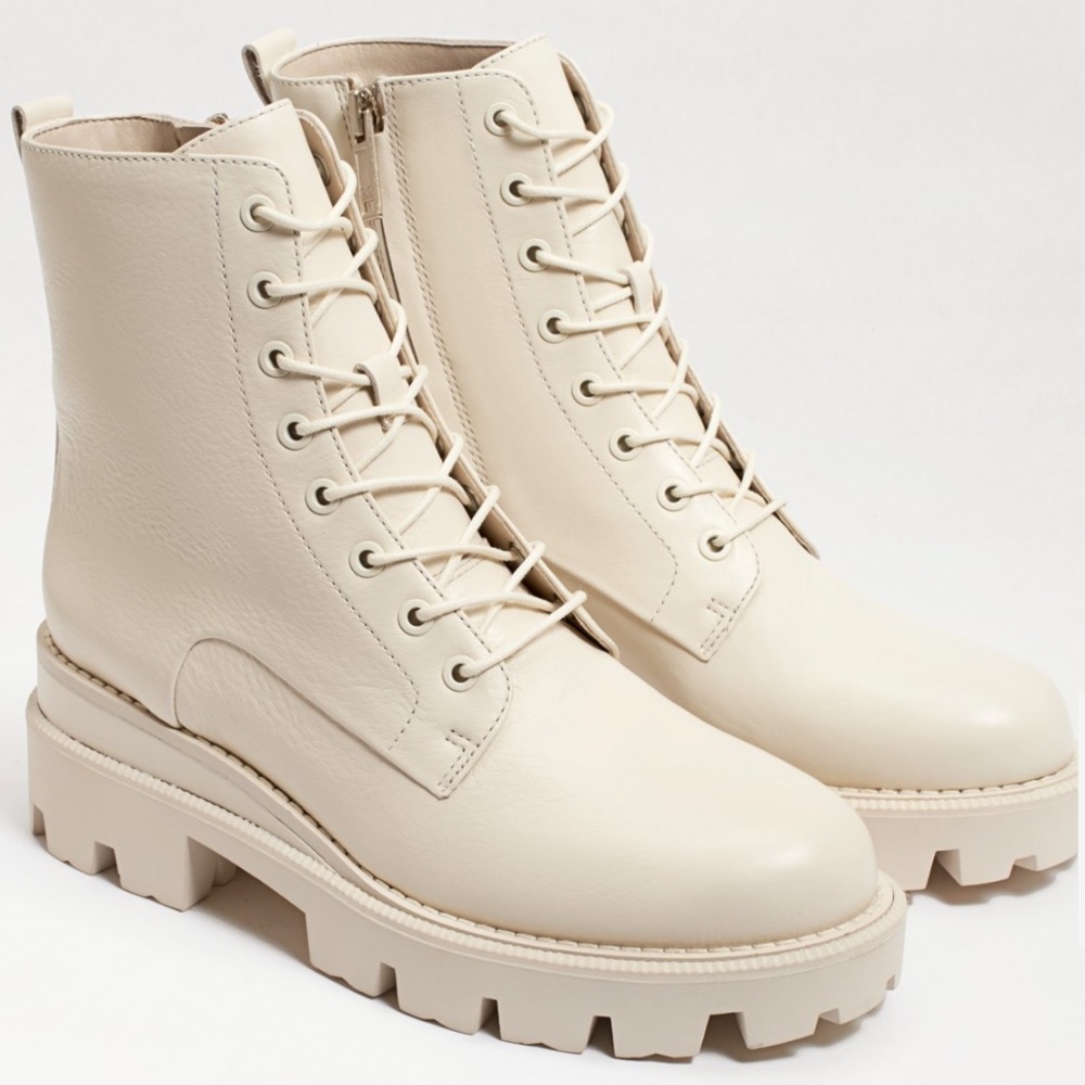 Sam Edelman: GARRET PLATFORM COMBAT BOOT in Modern Ivory Leather